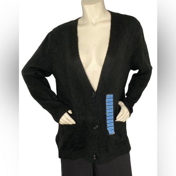 BB DAKOTA BY STEVE MADDEN Black Oversized Color Block Cardigan Duster Sweater, L - Picture 5 of 16